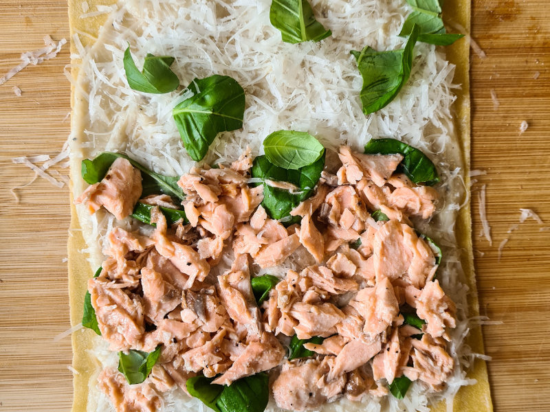 recept rotolo met zalm - rotolo's maken - pastarolletjes